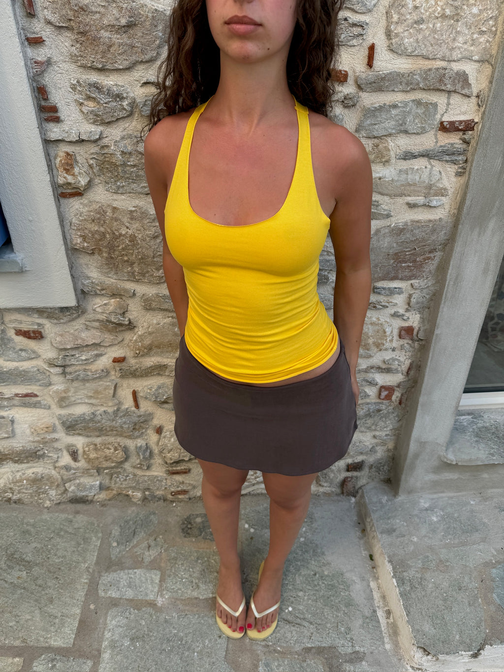RAW HEM VEST YELLOW